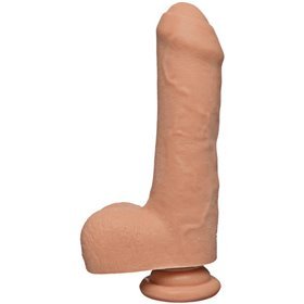 Vibrador D sem cortes de dupla densidade com testículos 7 Ultraskyn Baunilha