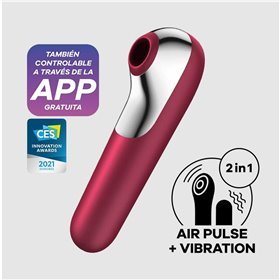 Vibrador Dual Love e sucção de ar pulsado vermelho