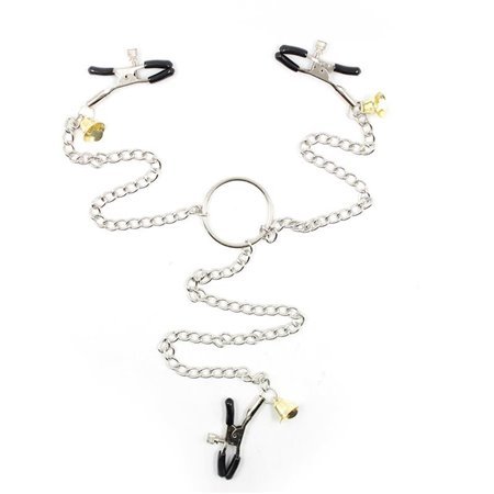 Grampos para mamilos e clitóris com corrente de metal