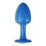 Plugue anal de metal azul Rosebud com joia transparente