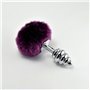 Plug Anal de Metal Espiral com Pompon Roxo