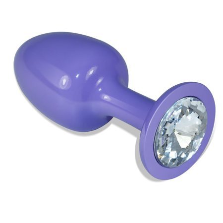 Plugue anal de metal roxo Rosebud com joia transparente