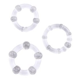 Anéis para pênis com miçangas transparentes