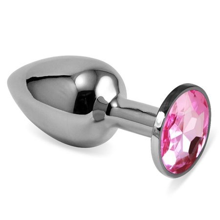 Plugue anal Rosebud Classic Silver com joia rosa tamanho S