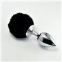 Plug Anal de Metal com Pompon Preto Tamanho S