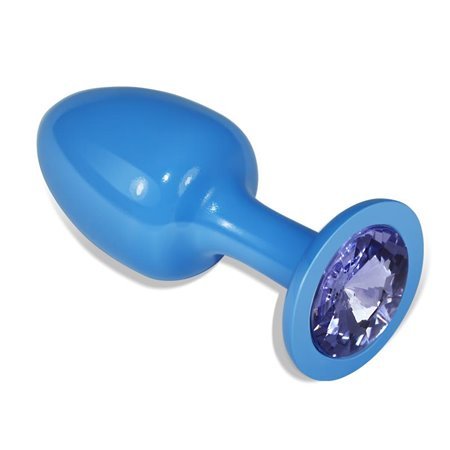 Plugue anal de metal azul Rosebud com joia azul