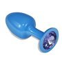 Plugue anal de metal azul Rosebud com joia azul