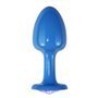 Plugue anal de metal azul Rosebud com joia azul