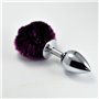 Plug Anal de Metal com Pompon Roxo Tamanho S