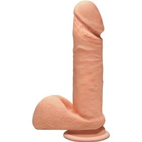 Vibrador de dupla densidade Perfect D com testículos 7 baunilha
