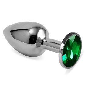 Plugue anal Rosebud Classic Silver com joia verde tamanho S