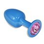 Plugue anal de metal azul Rosebud com joia rosa