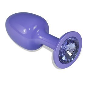 Plugue anal de metal roxo Rosebud com joia azul