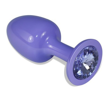 Plugue anal de metal roxo Rosebud com joia azul