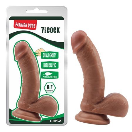 Vibrador de dupla densidade Fashion Dude 17,5 x 4,1 cm castanho