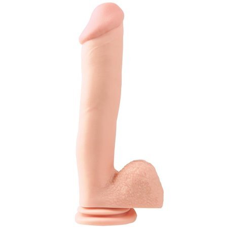 Vibrador com Testículos e Ventosa 30,5 cm Cor Natural