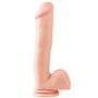 Vibrador com Testículos e Ventosa 30,5 cm Cor Natural
