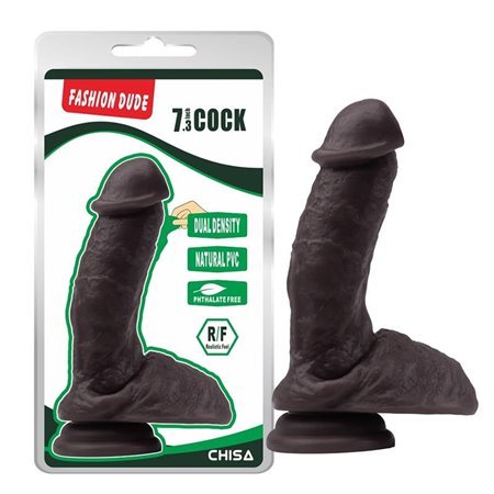 Vibrador de dupla densidade Fashion Dude 18,5 x 4,3 cm marrom