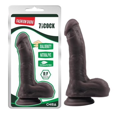 Vibrador de dupla densidade Fashion Dude 20,5 x 4,5 cm marrom