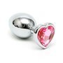 Plugue anal de aço inoxidável cristal coração rosa