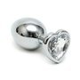 Plugue anal de aço inoxidável de cristal de coração transparente