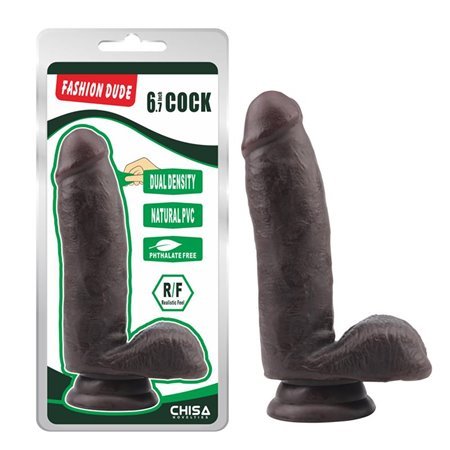 Vibrador de dupla densidade Fashion Dude 17 x 3,6 cm marrom