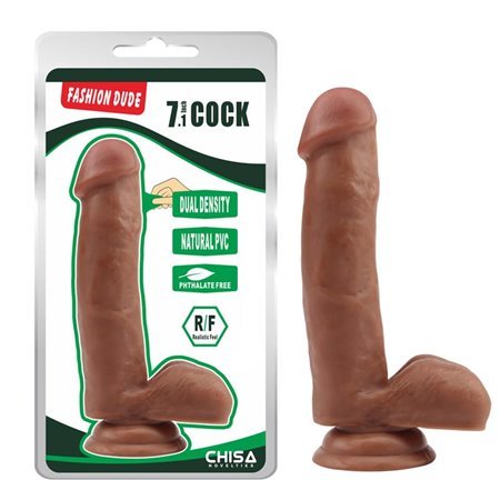 Vibrador de dupla densidade Fashion Dude 17,8 x 4 cm castanho