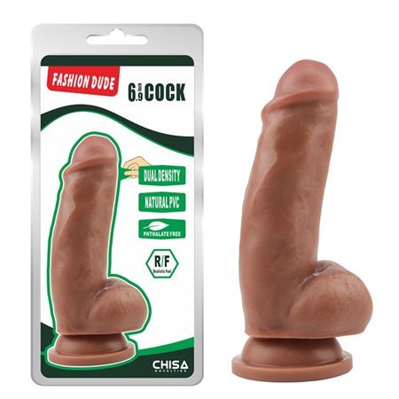 Vibrador de dupla densidade Fashion Dude 17,5 x 4,9 cm castanho