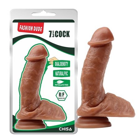 Vibrador de dupla densidade Fashion Dude 18,5 x 4,3 cm castanho