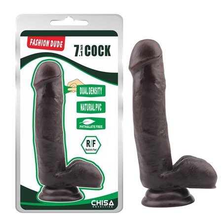 Vibrador de dupla densidade Fashion Dude 17,8 x 4 cm marrom