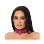 Colar ajustável em couro rosa