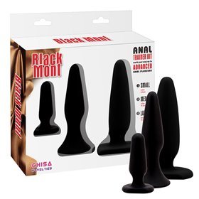 Pack 3 Kit Tramitador de Plug Anal Silicone Preto