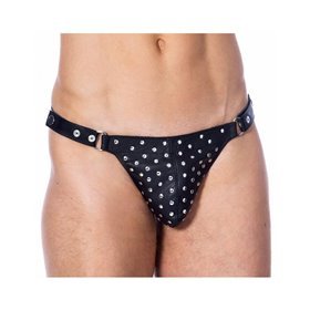 Tanga de couro ajustável com tachas