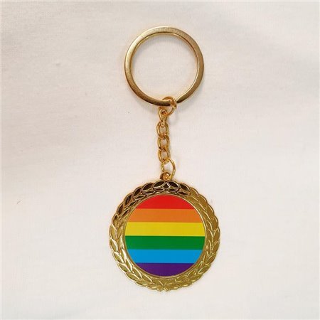 Chaveiro redondo de metal com bandeira LGBT