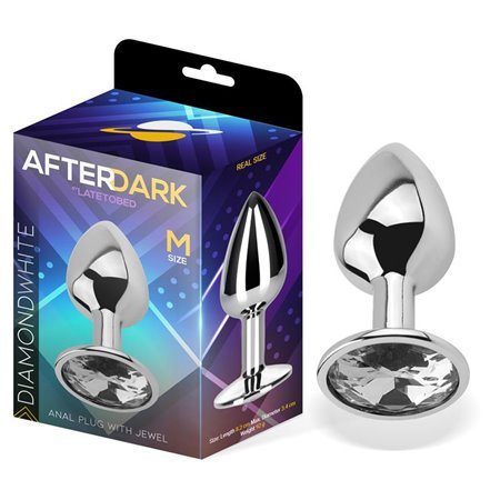 Plugue Anal com Jack Cor Branco Diamante Tamanho M Alumínio