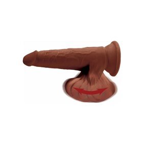 Vibrador de tripla densidade com testículos oscilantes 8 caramelo