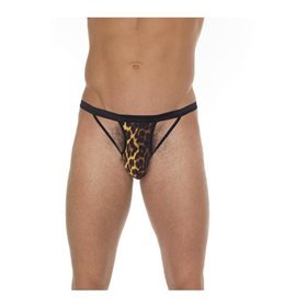 Tanga com tiras preta e leopardo tamanho único