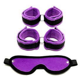 Conjunto Rimba Bondage Play de algemas de tornozelo e pulso roxo