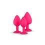 Conjunto 3 Plug Anal com Cristal de Silicone Rosa