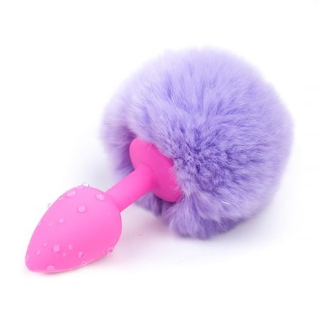 Plug Anal com Pompom Roxo Claro Tamanho S
