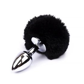 Plug Anal com Pompom Preto Tamanho S