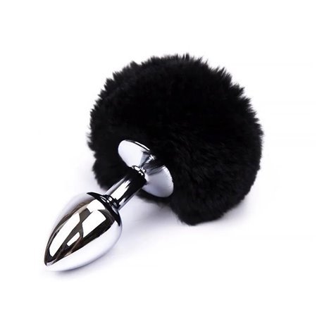 Plug Anal com Pompom Preto Tamanho S
