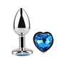 Plug Anal com Jóia Coração Safira Azul Tamanho L
