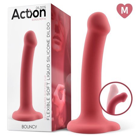Silicone líquido Bouncy do vibrador hiper flexível tamanho M Borgonha de 7 - 18 cm