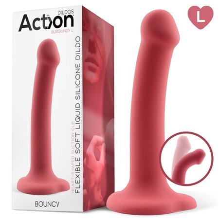 Silicone líquido Bouncy do vibrador hiper flexível tamanho L Borgonha de 7,5 - 19 cm