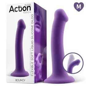 Silicone líquido Bouncy do vibrador hiper flexível tamanho M roxo de 7 - 18 cm