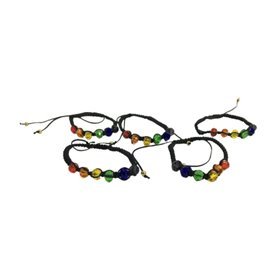 Pulseira bola de vidro colorida com bandeira LGBT+
