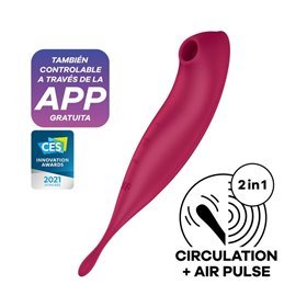 Twirling Pro Sucção e Vibrador APP Satisfyer Connect Vermelho Escuro