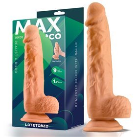 Andi Vibrador realista com testículos 9.1 Natural