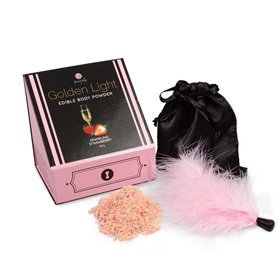 Kit Pó 100% Comestível e Espanador de Morango com Cava